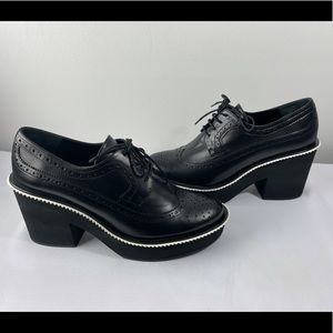 Paloma Barcelo Black And White Oxford Lace Up Platform Shoes Size 41